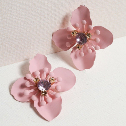Pink Clematis Floral Earrings