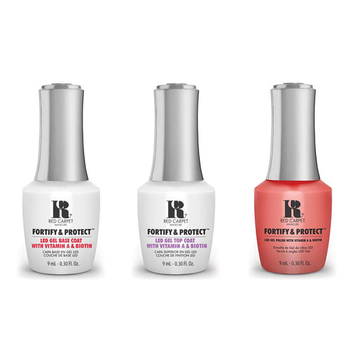Red Carpet Manicure - Fortify & Protect Combo - Base, Top & Flashing Lights & Neon Signs 0.3 oz