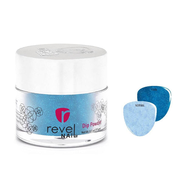 Revel Nail - MC13 Whirlpool Blue Glitter Dip Powder - Dipping Powder at Beyond Polish