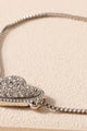 Rhinestone Heart Charm Bracelet in Silver - Bracelets at Beyond Polish