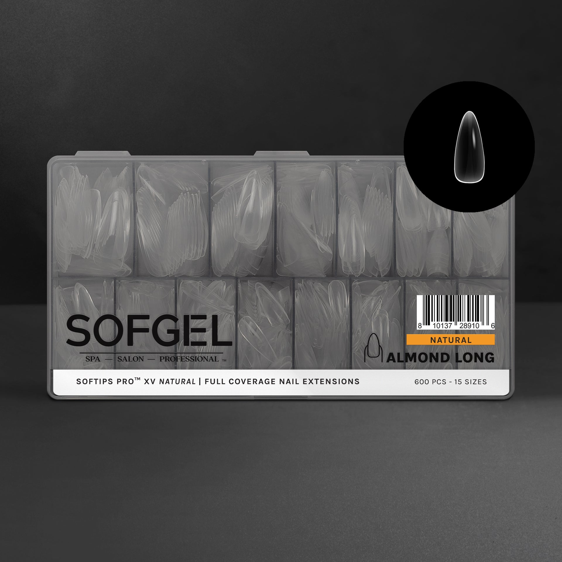SOFGEL - Softips Pro XV Natural Almond Long - (600 Pcs) - Nail Extensions at Beyond Polish
