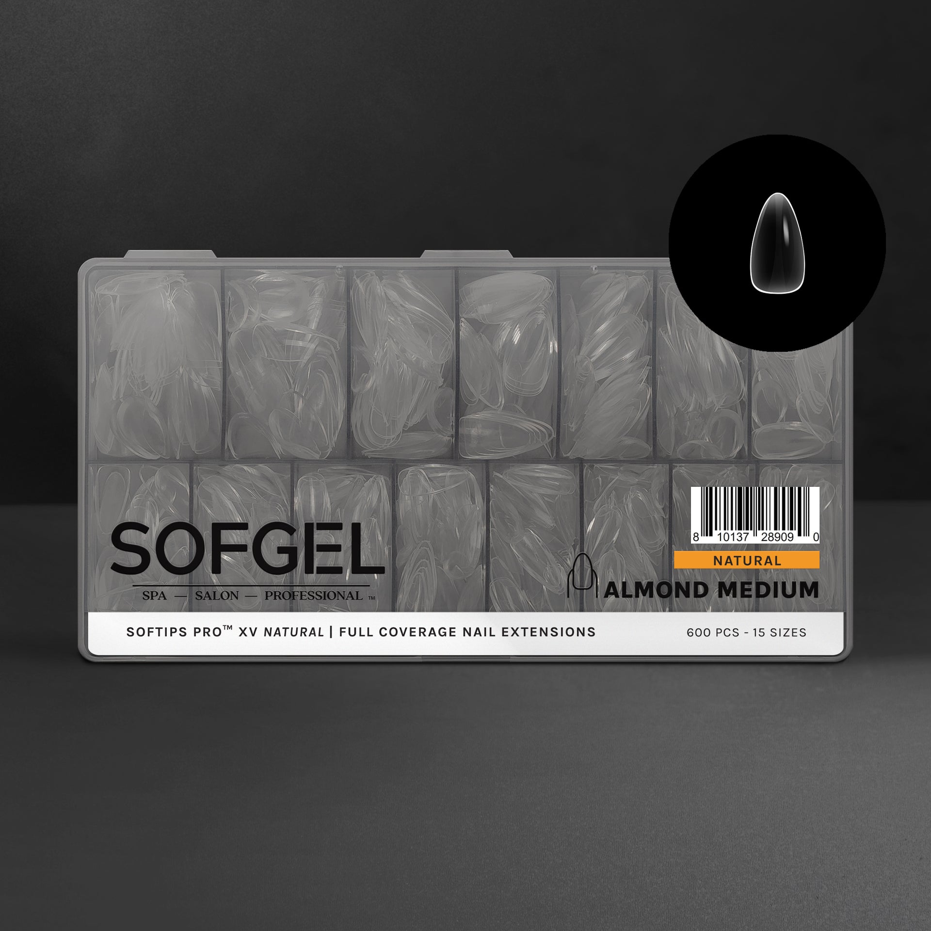 SOFGEL - Softips Pro XV Natural Almond Medium - (600 Pcs) - Nail Extensions at Beyond Polish
