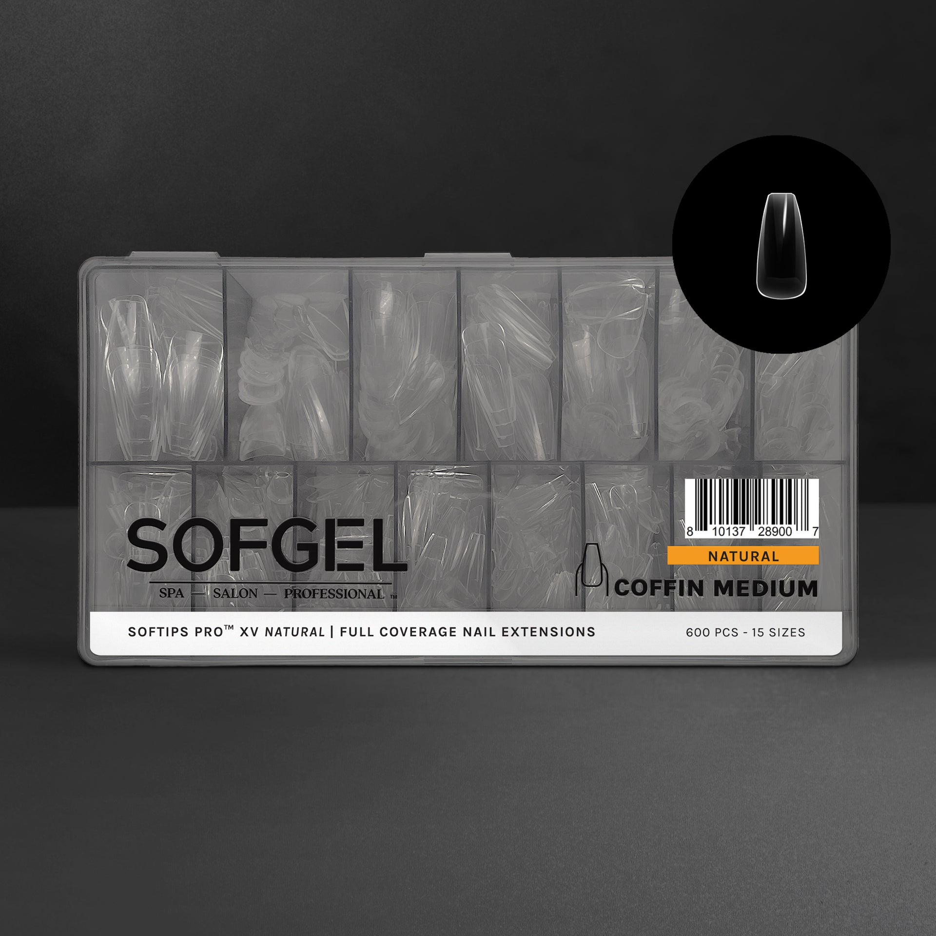 SOFGEL - Softips Pro XV Natural Coffin Medium - (600 Pcs) - Nail Extensions at Beyond Polish