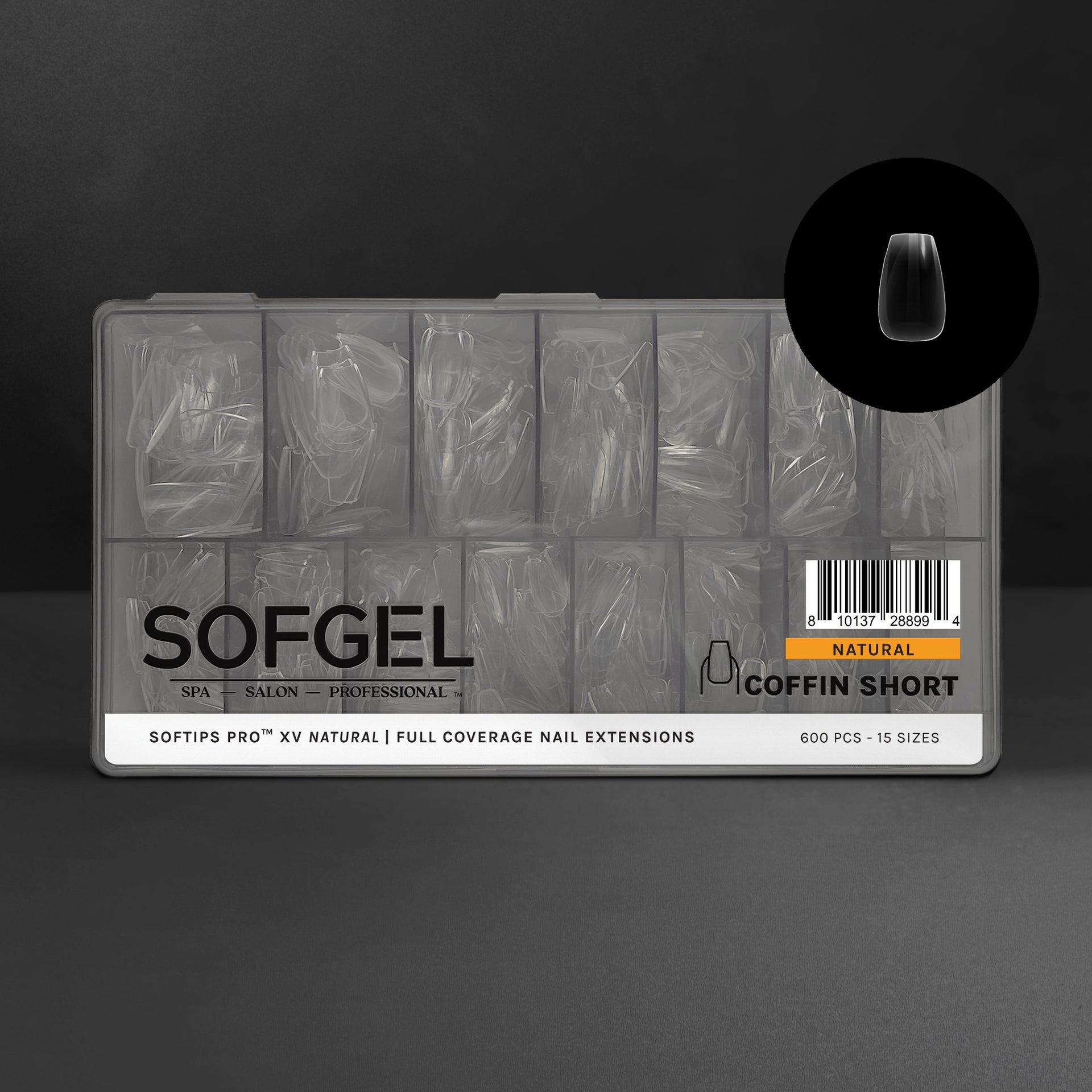 SOFGEL - Softips Pro XV Natural Coffin Short - (600 Pcs) - Nail Extensions at Beyond Polish