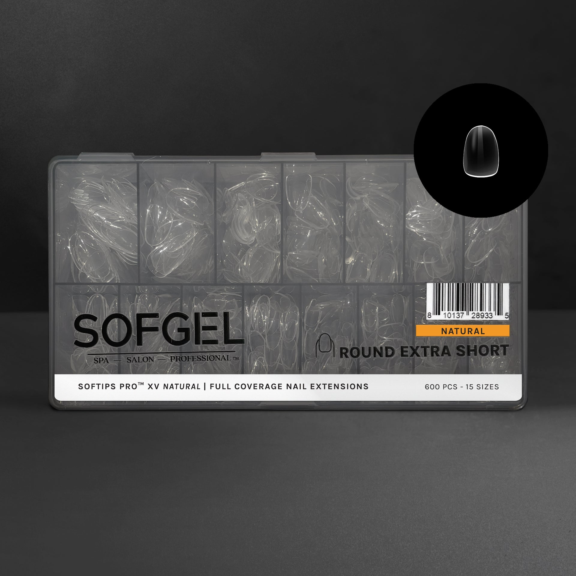 SOFGEL - Softips Pro XV Natural Round Extra Short - (600 Pcs) - Nail Extensions at Beyond Polish