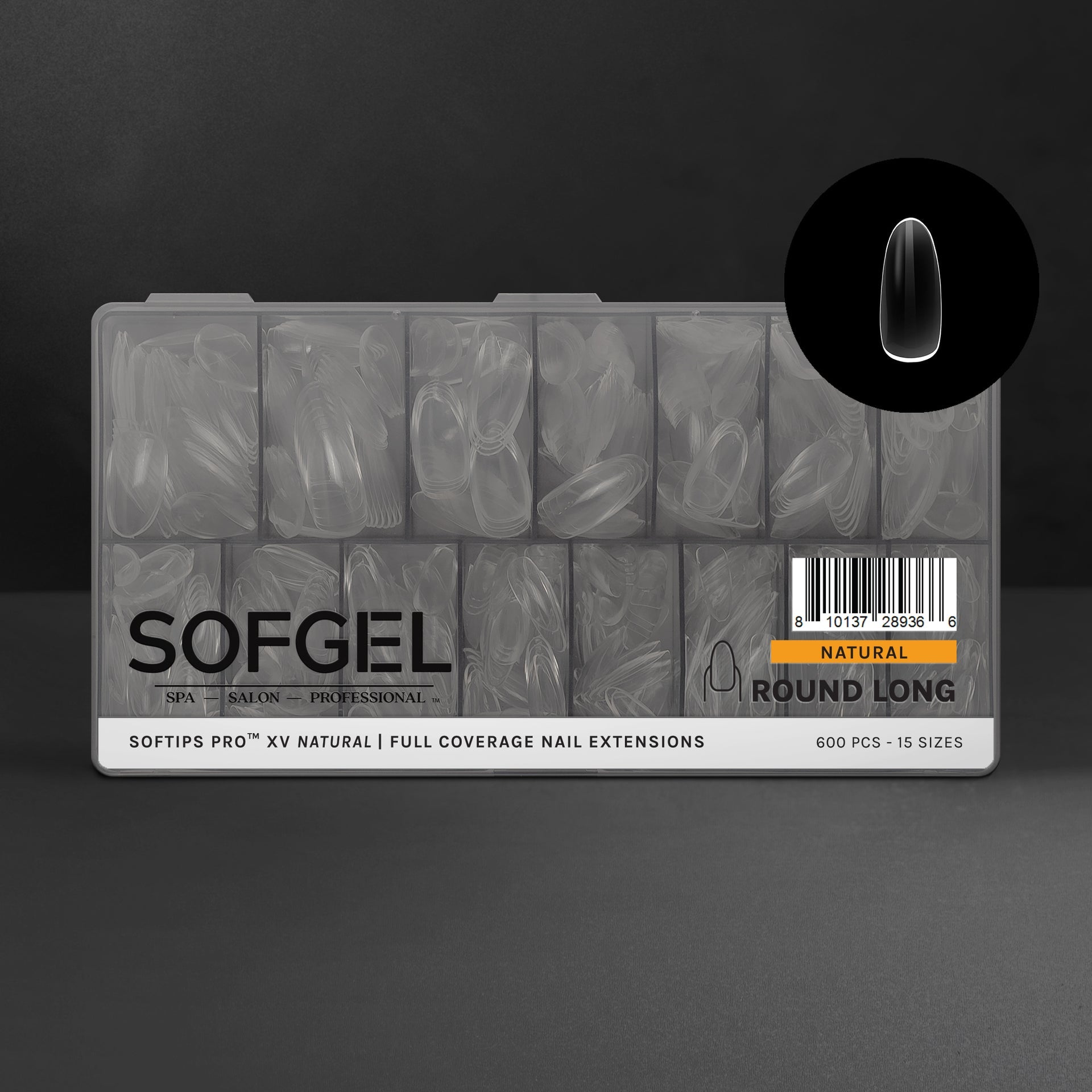 SOFGEL - Softips Pro XV Natural Round Long - (600 Pcs) - Nail Extensions at Beyond Polish
