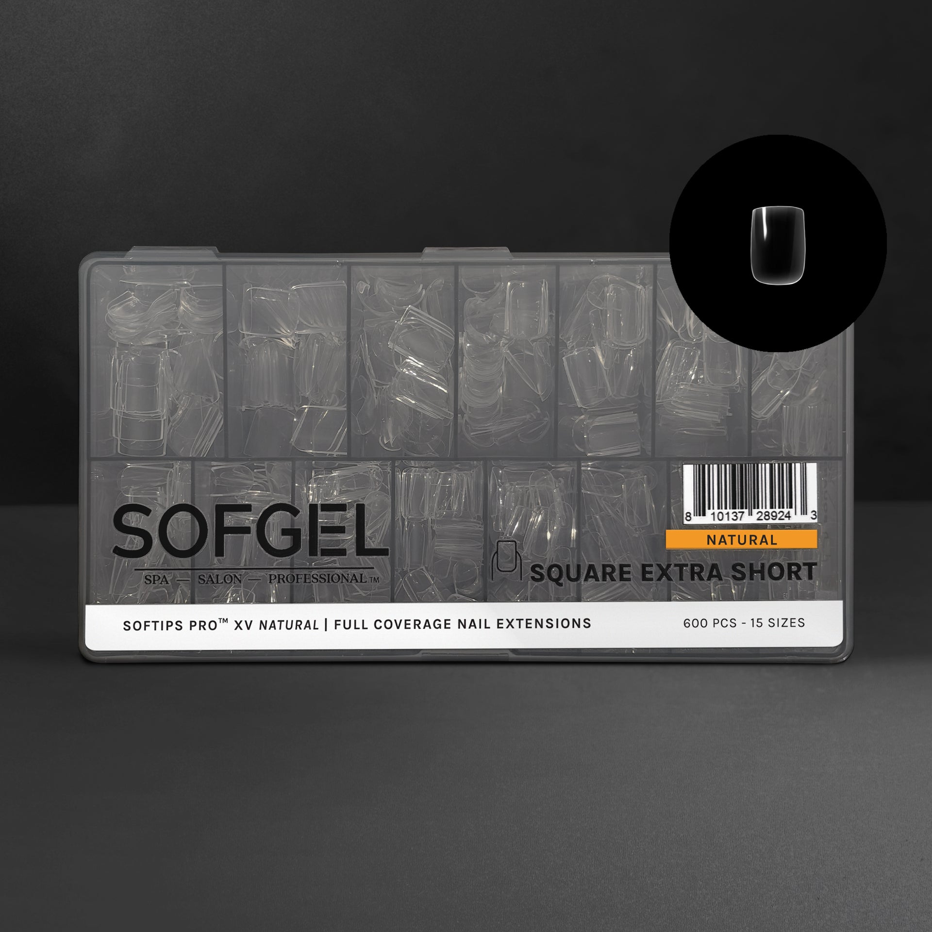 SOFGEL - Softips Pro XV Natural Square Extra Short - (600 Pcs) - Nail Extensions at Beyond Polish