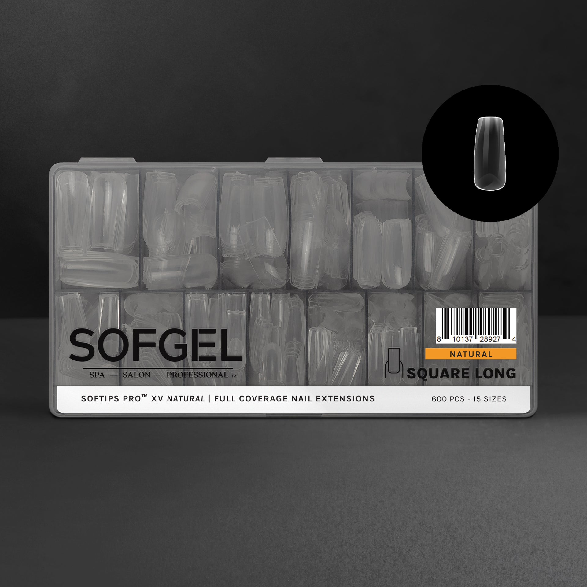 SOFGEL - Softips Pro XV Natural Square Long - (600 Pcs) - Nail Extensions at Beyond Polish