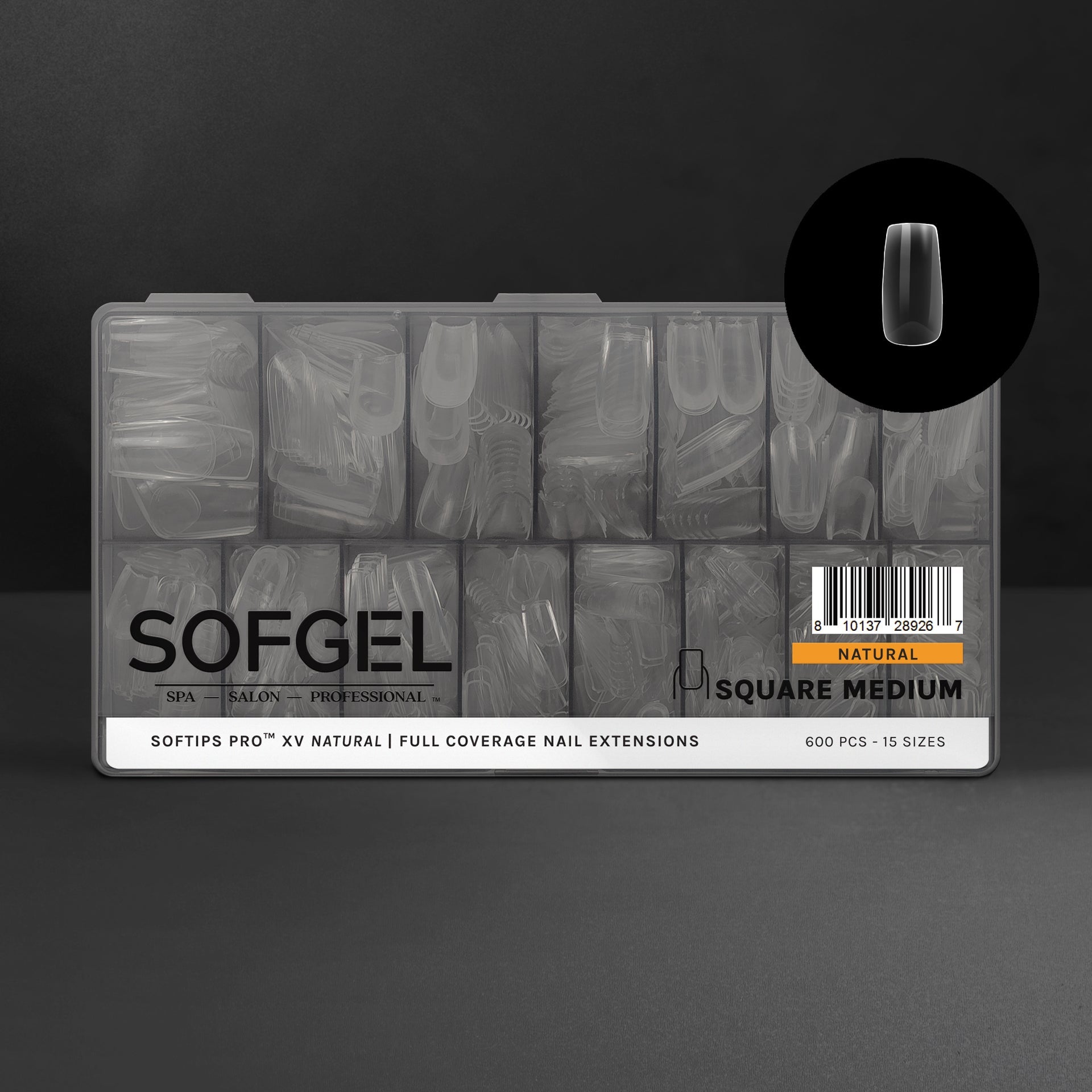SOFGEL - Softips Pro XV Natural Square Medium - (600 Pcs) - Nail Extensions at Beyond Polish