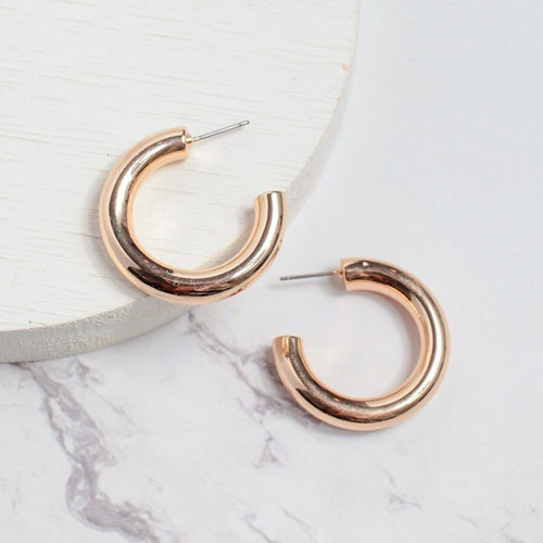 Small Tube Hoop Earrings in Gold