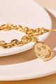 Smiley Face Charm Bracelet in Gold - Bracelets at Beyond Polish