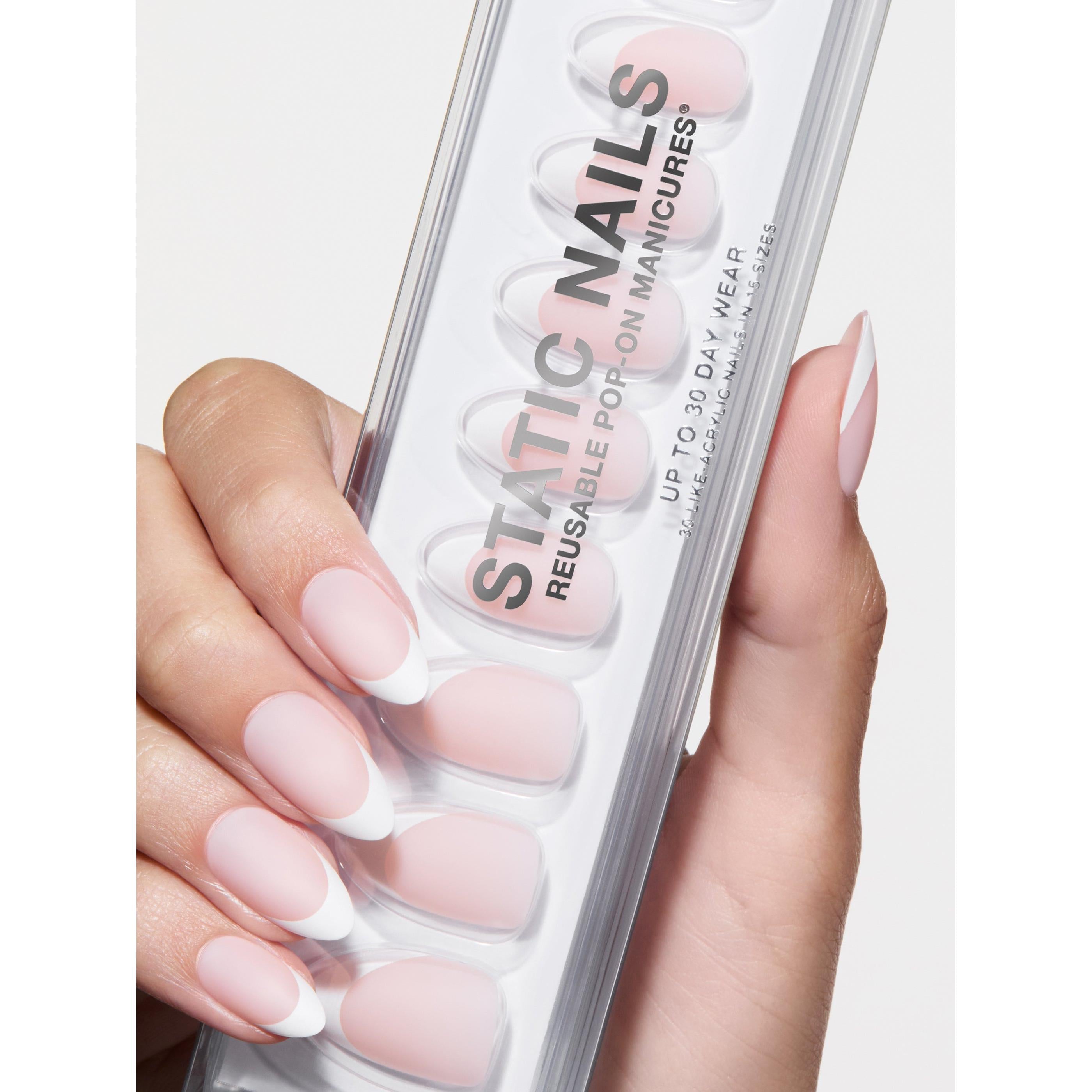 Static Nails - Reusable Pop-On Manicures - Matte French Almond - Nail Extensions at Beyond Polish