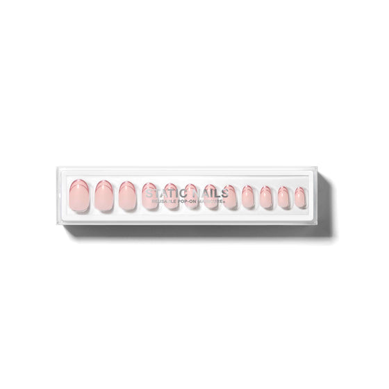 Static Nails - Reusable Pop-On Manicures - Rose Gold Double French Round - Nail Extensions at Beyond Polish