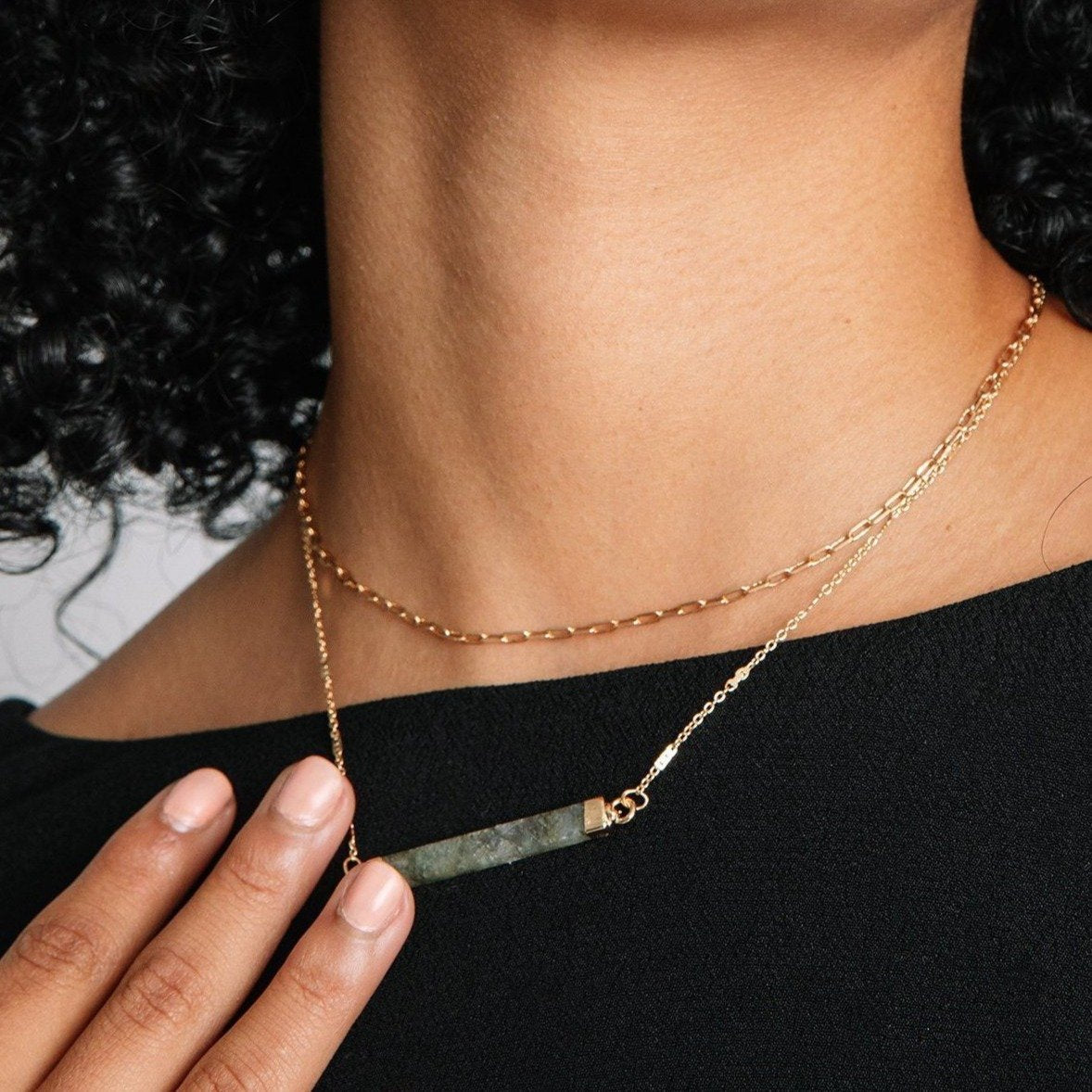 Stone Bar Layered Necklace - Necklaces at Beyond Polish