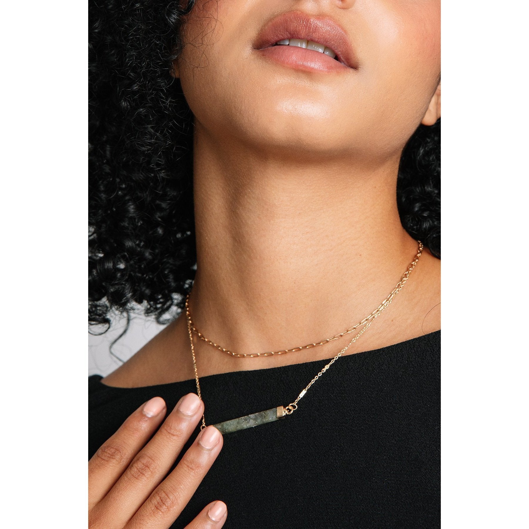 Stone Bar Layered Necklace - Necklaces at Beyond Polish