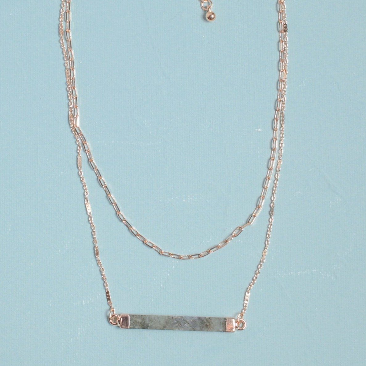 Stone Bar Layered Necklace - Necklaces at Beyond Polish