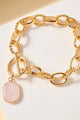 Stone Charm Metal Chain Linked Bracelet - Bracelets at Beyond Polish