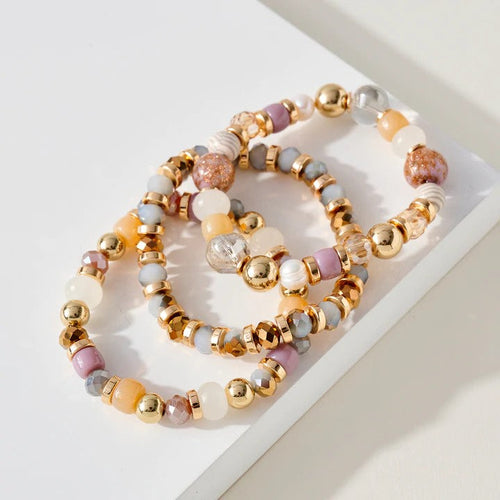 Stone Glass Beaded Bracelet Set