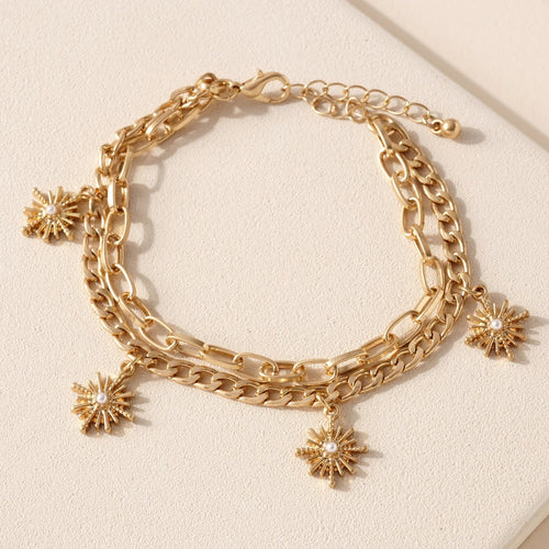 Sun Bursts Charms Chain Bracelet