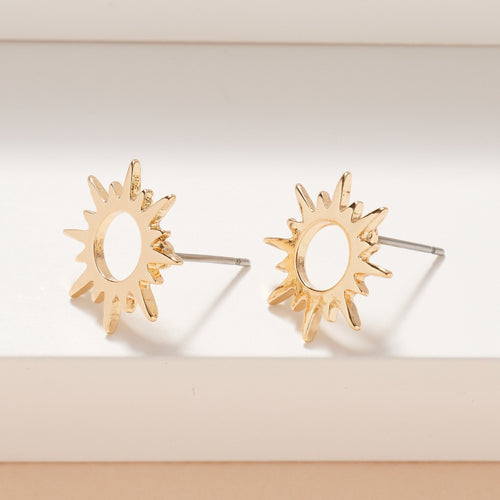 Sun Metal Stud Earrings in Gold