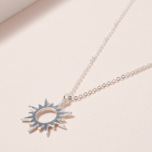 Sun Pendant Necklace in Silver