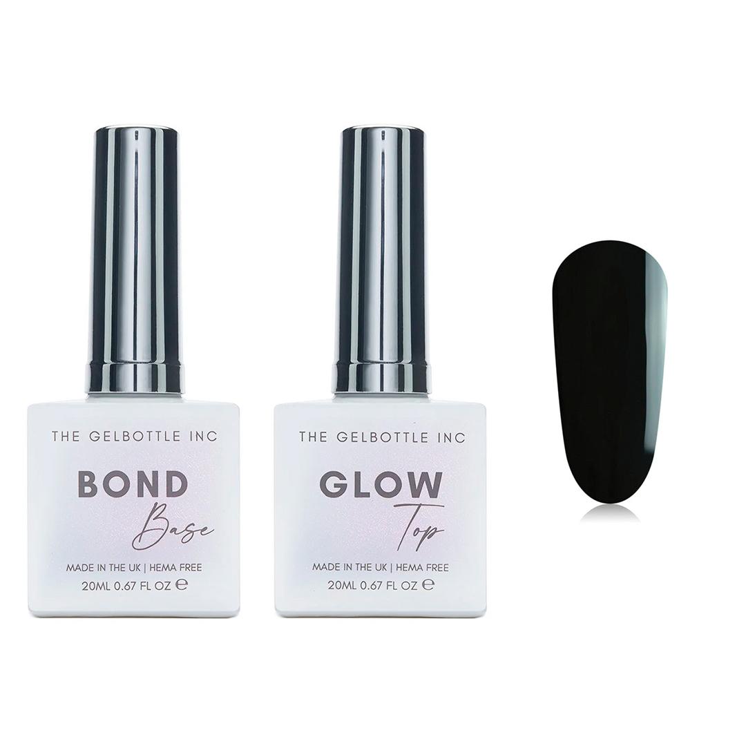 The GelBottle Inc - Gel Combo - Bond Base, Glow Top & Hema-Free Paint - Jet Black - Gel Polish at Beyond Polish