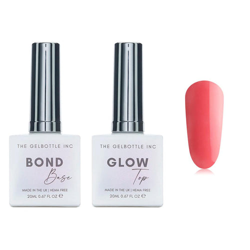 The GelBottle Inc - Gel Combo - Bond Base, Glow Top & Hema-Free Paint - Rhubarb