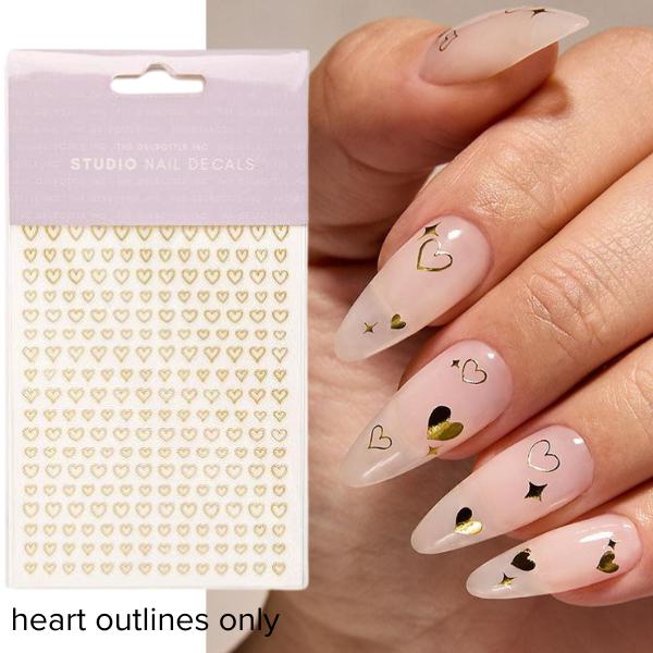 The GelBottle Inc - Gold - Heart Outlines Stickers - Nail Art at Beyond Polish
