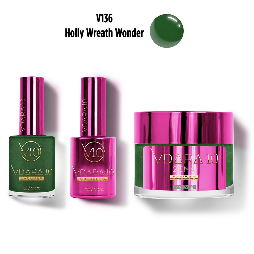 Vdara10 - Duo & Dip Combo - Holly Wreath Wonder - Gel, Lacquer & Dip at Beyond Polish