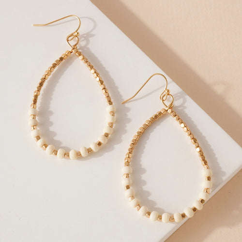 Wood Beaded Dangling Earrings