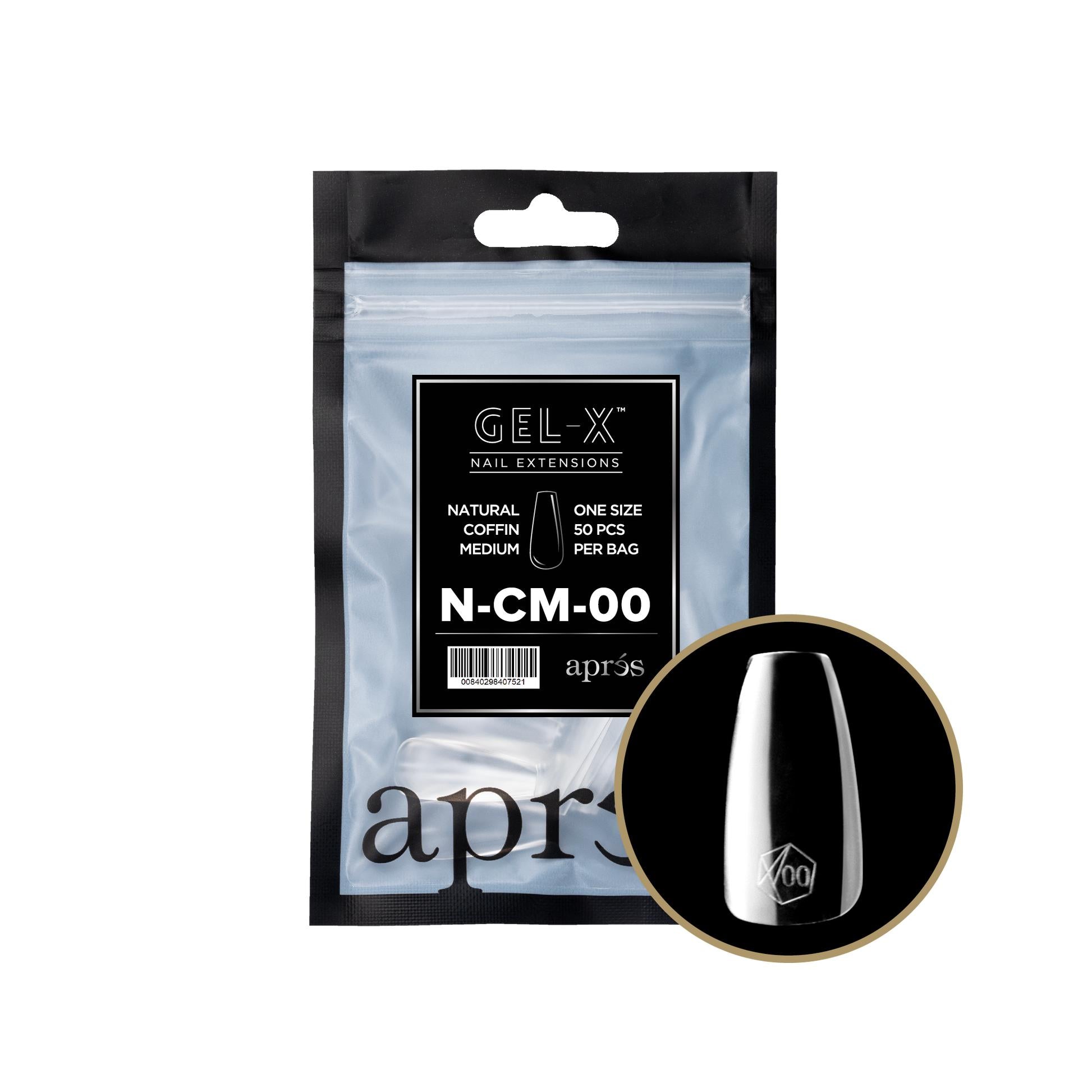 Aprés - Gel-X 2.0 Refill Bags - Natural Coffin Medium Size 00 (50 Pcs) - Nail Extensions at Beyond Polish