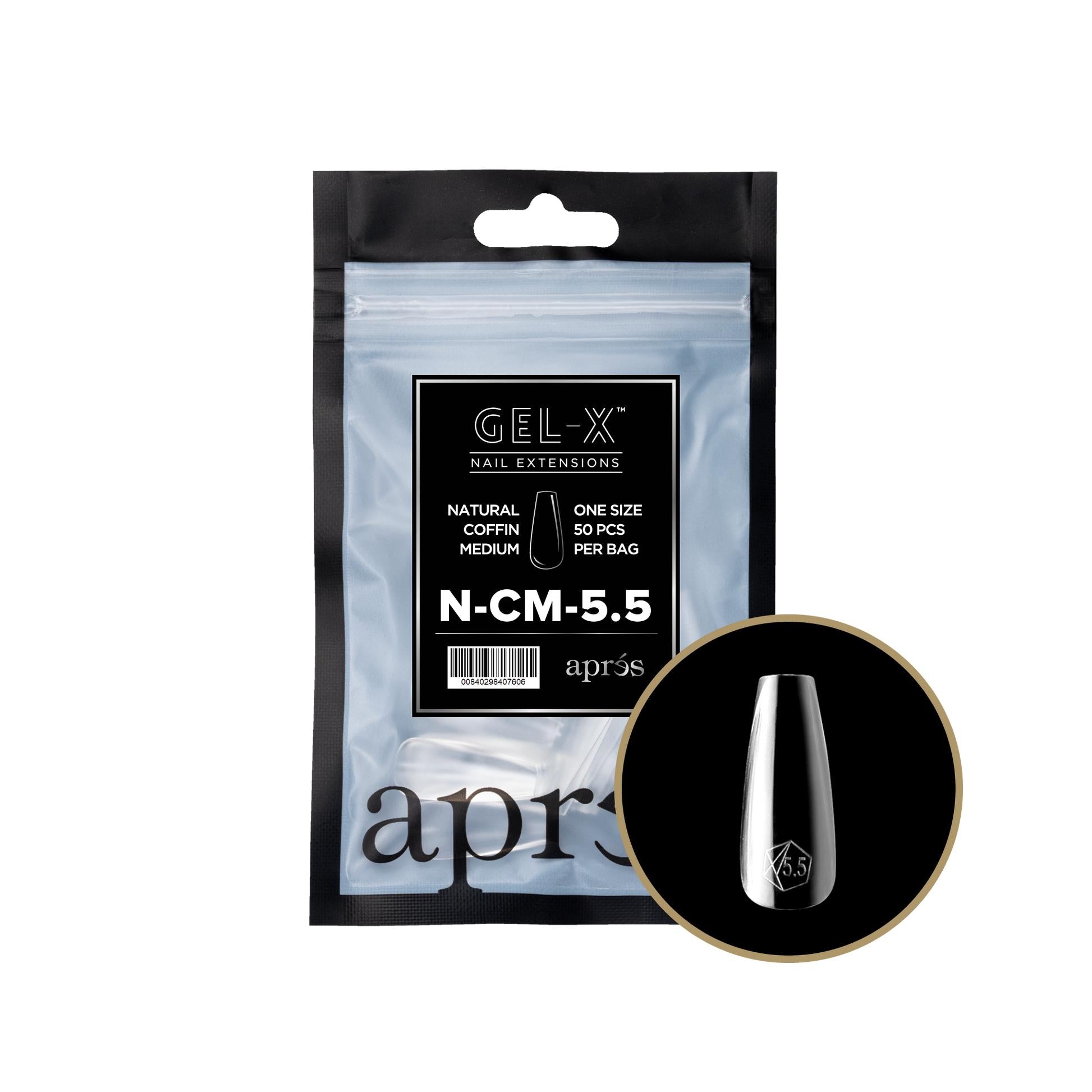 Aprés - Gel-X 2.0 Refill Bags - Natural Coffin Medium Size 5.5 (50 Pcs) - Nail Extensions at Beyond Polish