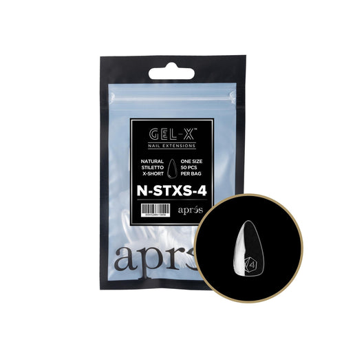 Aprés - Gel-X 2.0 Refill Bags - Natural Stiletto Extra Short Size 4 (50 Pcs)