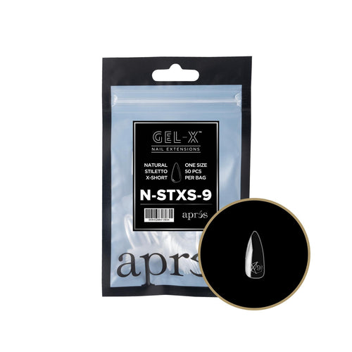 Aprés - Gel-X 2.0 Refill Bags - Natural Stiletto Extra Short Size 9 (50 Pcs)